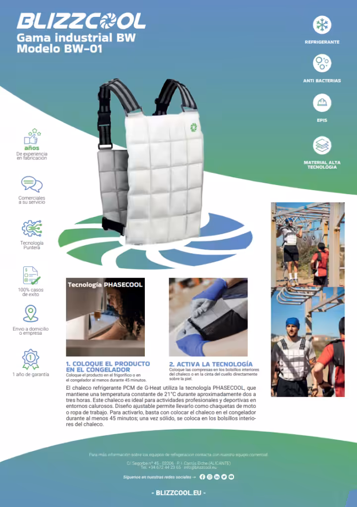 Información chaleco refrigerante BW 01