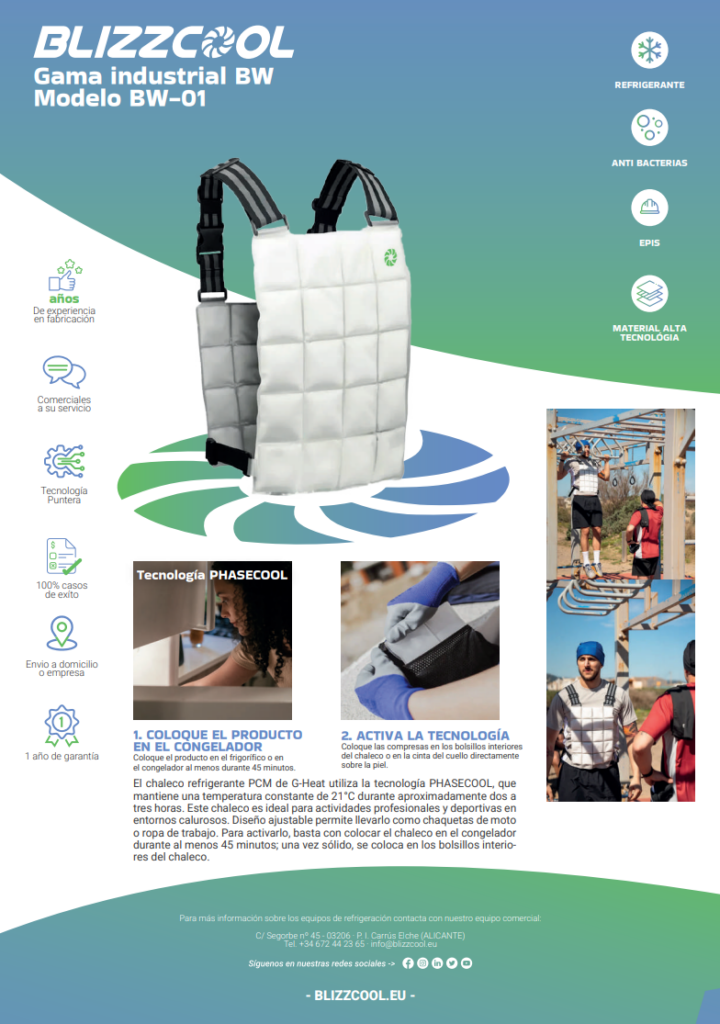 Información chaleco refrigerante BW 01
