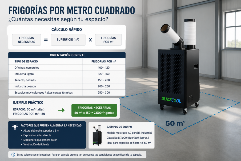 cálculo de frigorías por metro cuadrado según su sitio de uso 
