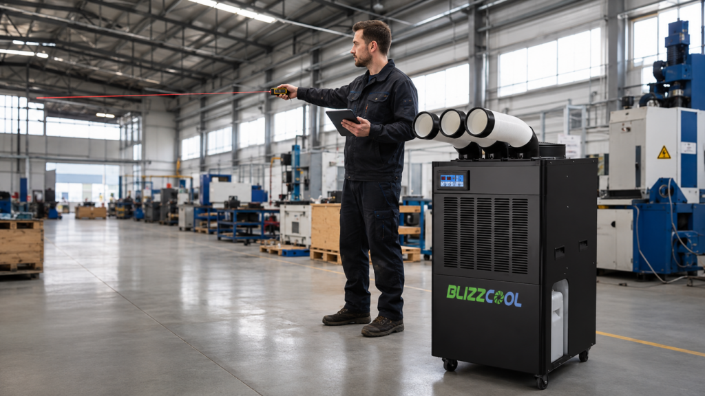 técnico de Blizzcool calculando las frigorías necesarias para instalar un aire acondicionado