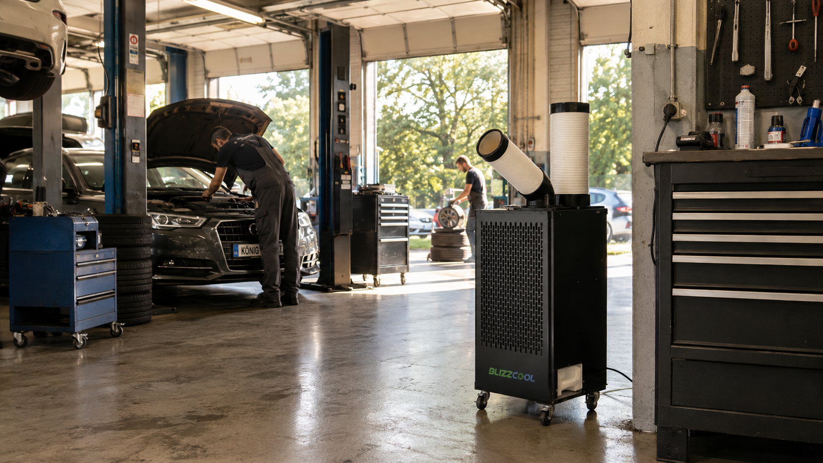 cómo climatizar un taller de coches en verano